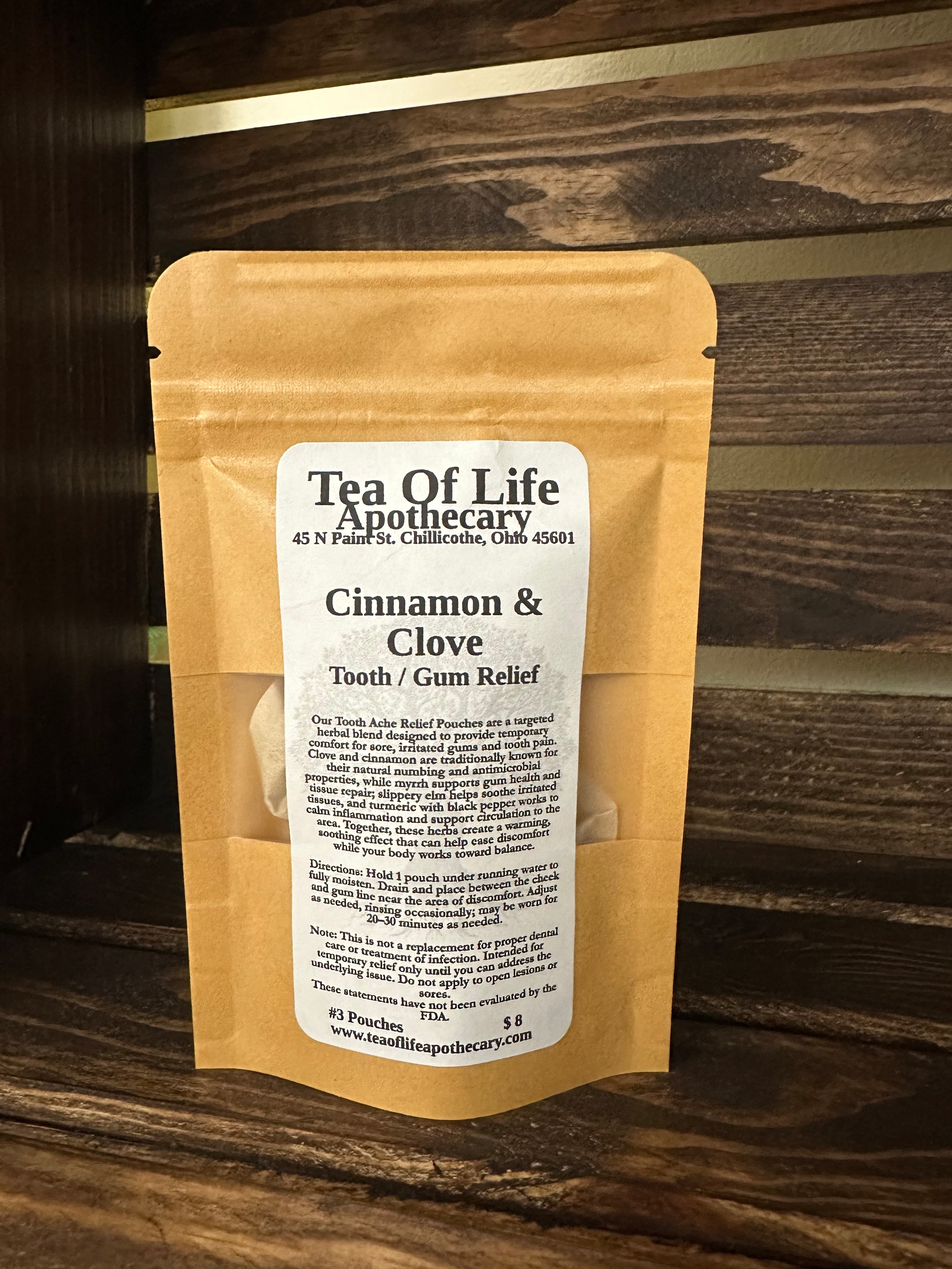 Cinnamon Clove Gum Tooth Relief Herbal Pouches