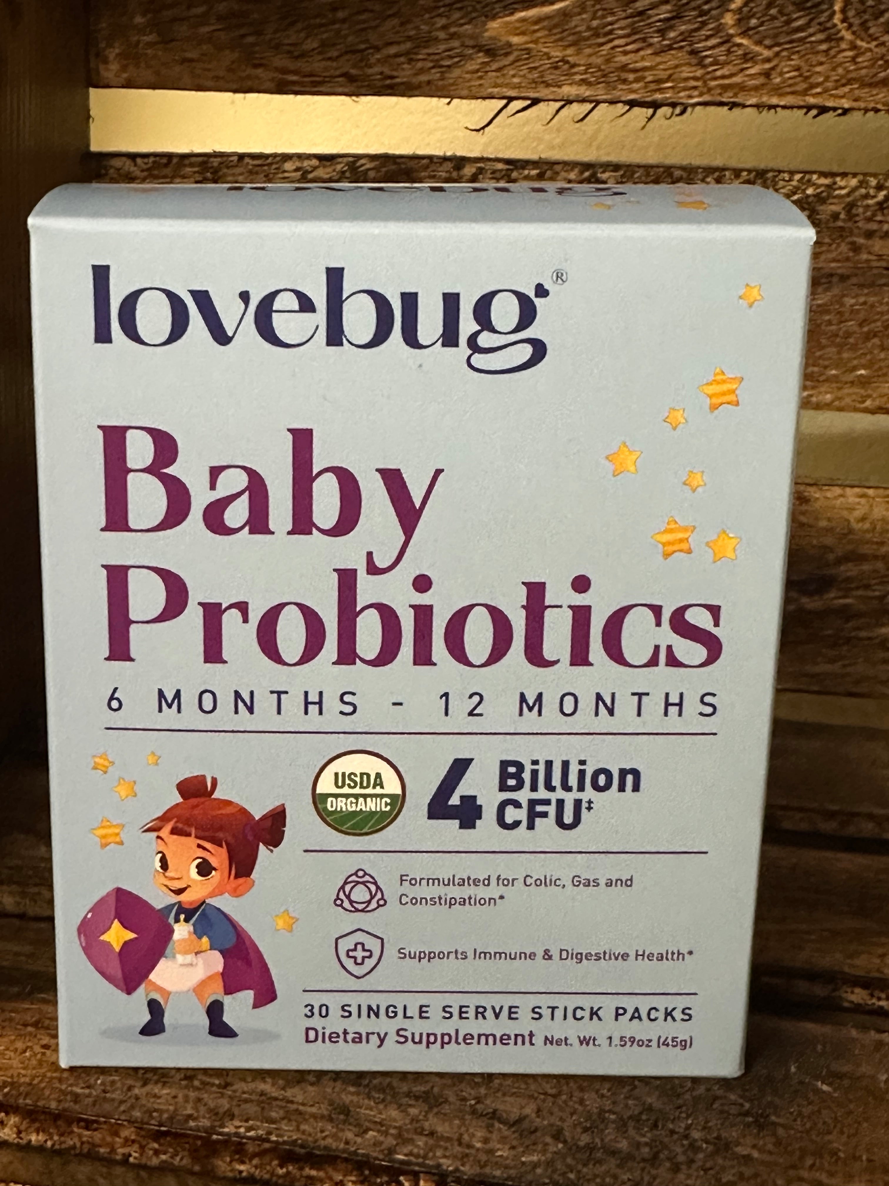 LOVEBUG Baby Probiotics (Ages 6–12 Months) Gentle Gut & Immune Support for Infants – 4 Billion CFU + Prebiotics