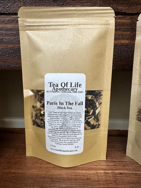 Paris in the Fall Tea | Vanilla Citrus Caramel Black Tea for Energy, Digestion & Cozy Comfort (High Caffeine)