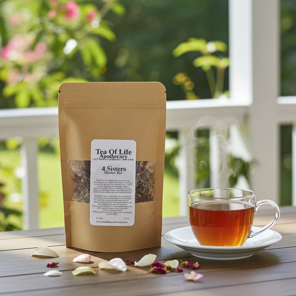 4 Sisters Herbal Tea for Stress Relief, Mood Support & Emotional Balance | Uplifting Caffeine-Free Loose Leaf Tea