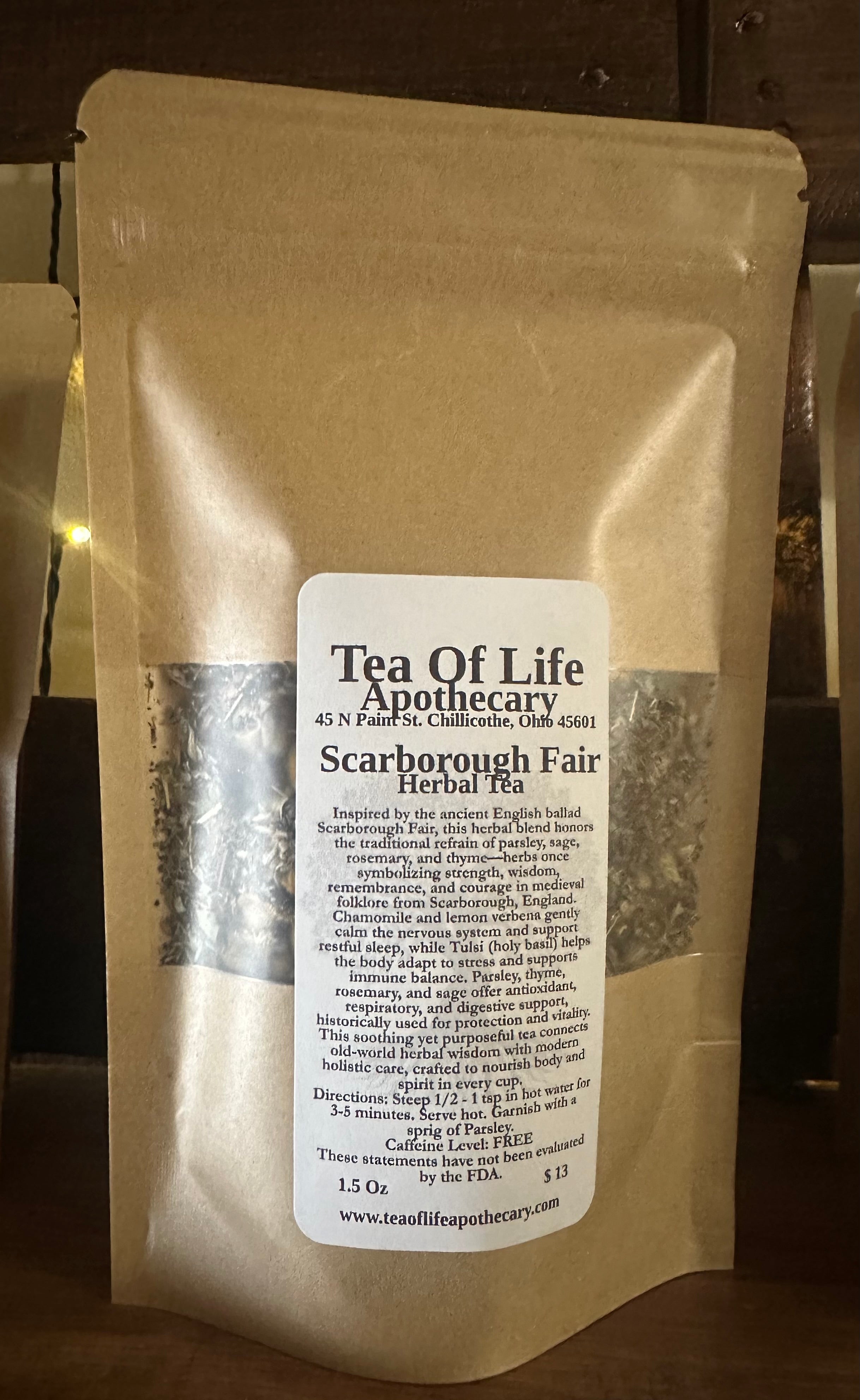 Scarborough Faire Herbal Tea for Stress Relief, Sleep & Nervous System Support | Calming Caffeine-Free Loose Leaf Tea