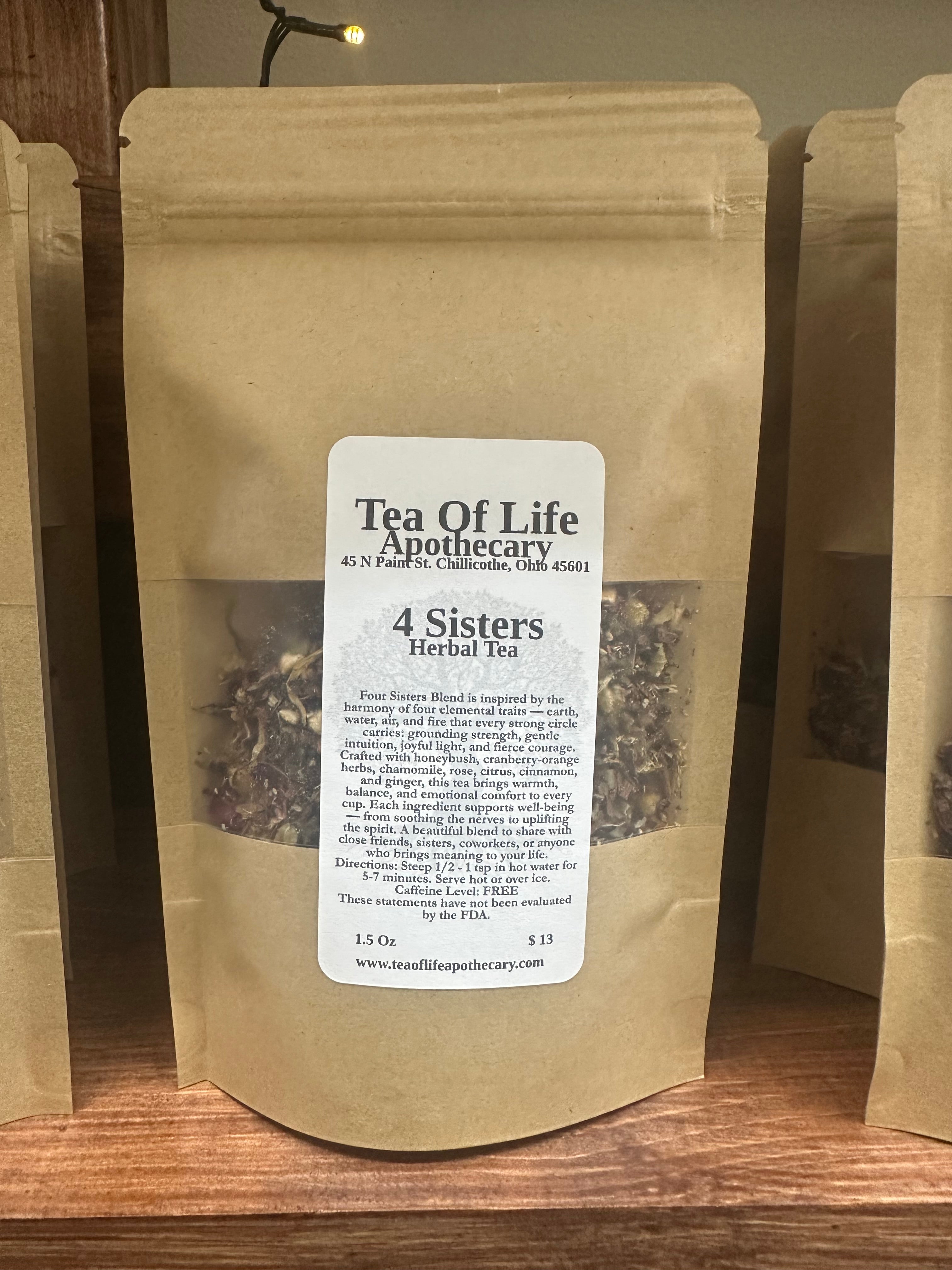 Four Sisters Herbal Tea for Stress Relief, Mood Support & Emotional Balance | Uplifting Caffeine-Free Loose Leaf Tea