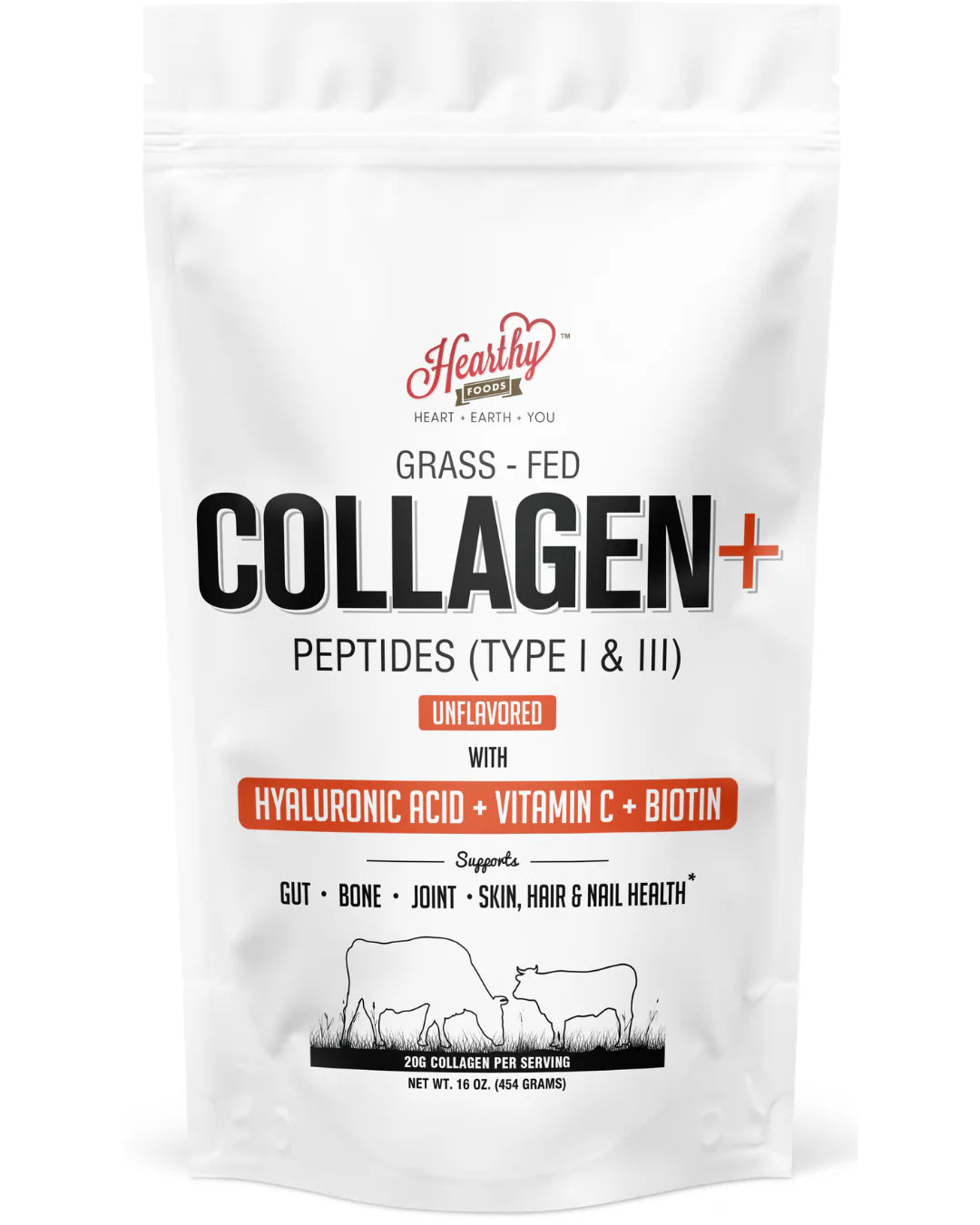 Hearthy Collagen Peptides - Hyaluronic Acid, Vitamin C - Biotin - Amino Acids
