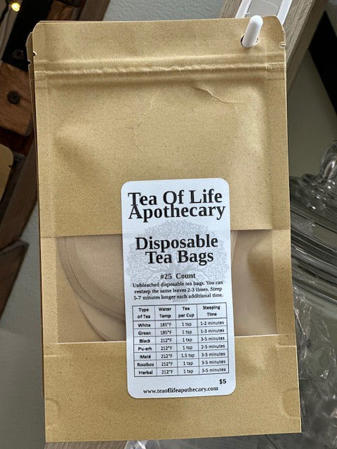 Disposable Tea Bags #25 Count - Tea Stepper/Strainer