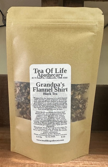 Grandpa’s Flannel Shirt Tea | Smoky Black & Herbal Tea Blend for Calm, Digestion & Cozy Energy (Medium Caffeine Loose Leaf Tea)