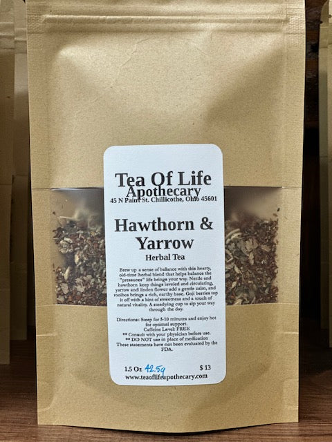 Hawthorn & Yarrow Herbal Tea | Blood Pressure Support Tea for Circulation, Heart Health & Vascular Calm
