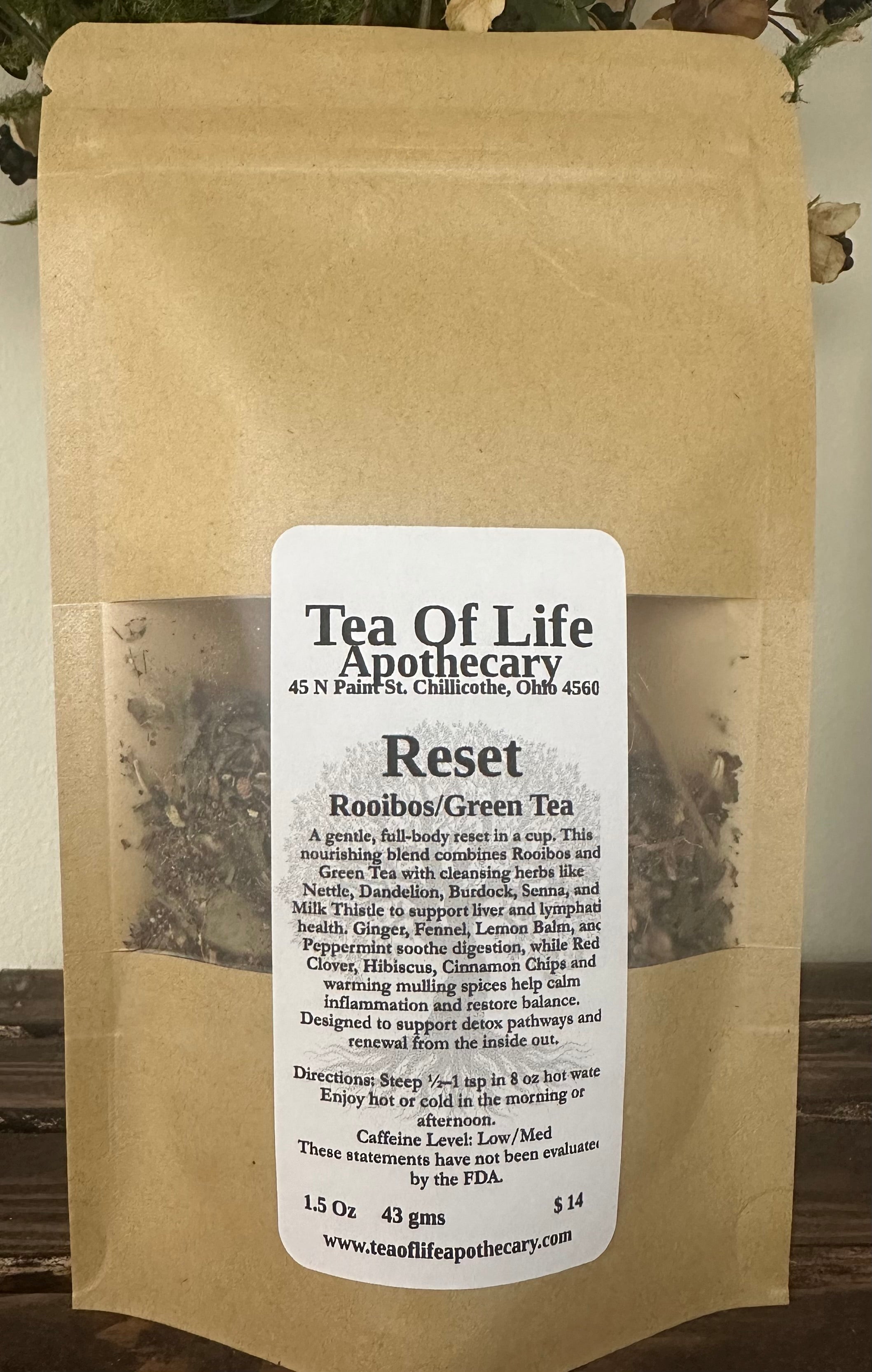System Reset Tea | Herbal Detox Tea for Liver Support, Digestion & Full-Body Renewal (Low–Medium Caffeine)